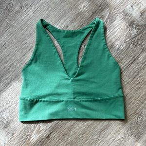 SET Active Green Racer V Sports Bra